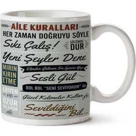 Art Hediye Aile Kuralları İki Tarafı Baskılı Kupa Bardak