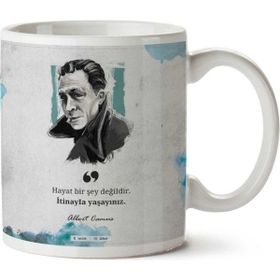 Art Hediye Albert Camus İtinayla Yaşayınız İki Tarafı Baskılı Kupa Bardak