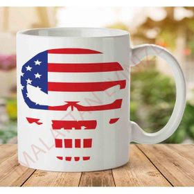 Art Hediye Amerıcan Skull Amerikan Kuru Kafa İki Tarafı Baskılı Kupa Bardak