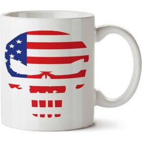 Art Hediye Amerıcan Skull Amerikan Kuru Kafa İki Tarafı Baskılı Kupa Bardak