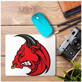 Art Hediye Angry Bull Head Bing Baskılı 23x19 cm Mouse Pad