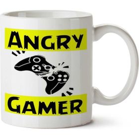 Art Hediye Angry Gamer Sarı Iki Tarafı Baskılı Kupa
