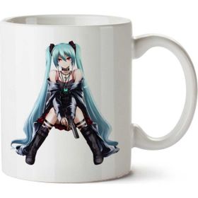 Art Hediye Anime Silahlı Kadın İki Tarafı Baskılı Kupa Bardak
