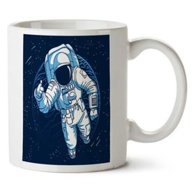 Art Hediye Astronaut Astronot Uzay Iki Tarafı Baskılı Kupa Bardak