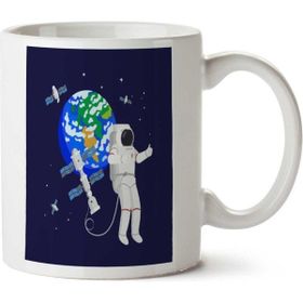 Art Hediye Astronaut Dünya Uydu İki Tarafı Baskılı Kupa Bardak