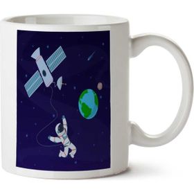 Art Hediye Astronot Dünya Galaxy Iki Tarafı Baskılı Kupa Bardak
