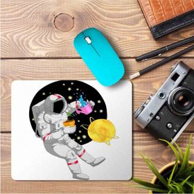 Art Hediye Astronot Dünya Gezegen Baskılı 23x19 cm Mouse Pad