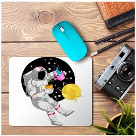 Art Hediye Astronot Dünya Gezegen Baskılı 23x19 cm Mouse Pad