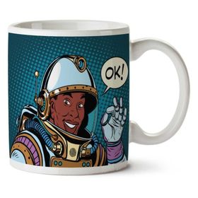 Art Hediye Astronot Herşey Yolunda Ok Iki Tarafı Baskılı Kupa Bardak