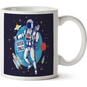 Art Hediye Astronot Roket Iki Tarafı Baskılı Kupa Bardak