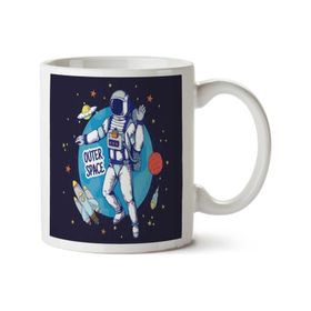 Art Hediye Astronot Roket Iki Tarafı Baskılı Kupa Bardak