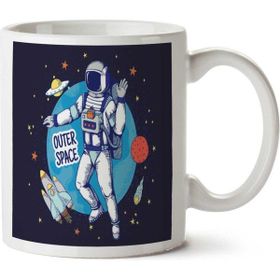 Art Hediye Astronot Roket Iki Tarafı Baskılı Kupa Bardak