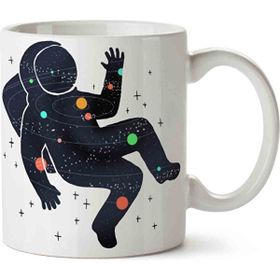 Art Hediye Astronot Uçan Astronot Uzay İki Tarafı Baskılı Kupa Bardak