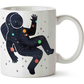 Art Hediye Astronot Uçan Astronot Uzay İki Tarafı Baskılı Kupa Bardak