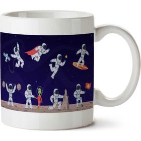 Art Hediye Astronot Uzayda Yapılan Işler Iki Tarafı Baskılı Kupa Bardak