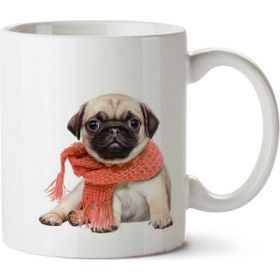 Art Hediye Atkılı Yavru Pug Baskılı Kupa Bardak