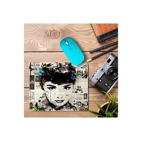 Art Hediye Audrey Hepburn Gazete Küpür Baskılı 23x19 cm Mouse Pad