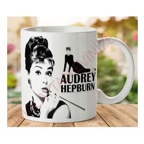 Art Hediye Audrey Hepburn Pembe Sakız iki Tarafı Baskılı Kupa Bardak