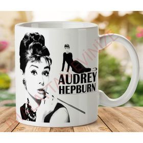Art Hediye Audrey Hepburn Pembe Sakız iki Tarafı Baskılı Kupa Bardak