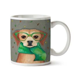 Art Hediye Av Köpeği Hipster Atkı Yaprak Soğuk İki Tarafı Baskılı Kupa Bardak