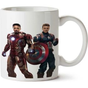 Art Hediye Avengers Iron Man Captain America.png Iki Tarafı Baskılı Kupa Bardak
