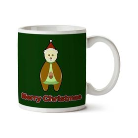 Art Hediye Avocado Bear Merry Christmas İki Tarafı Baskılı Kupa Bardak