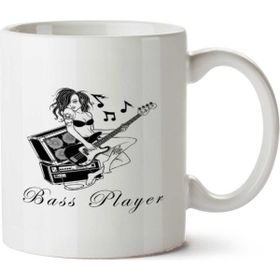 Art Hediye Bass Player Gitar Kadın Müzik İki Tarafı Baskılı Kupa Bardak
