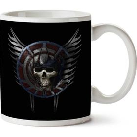 Art Hediye Battle Crest Skull İki Tarafı Baskılı Kupa Bardak