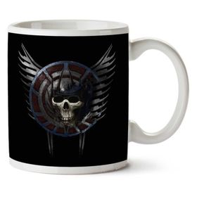 Art Hediye Battle Crest Skull İki Tarafı Baskılı Kupa Bardak