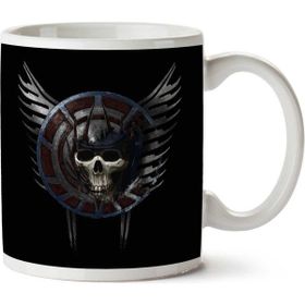 Art Hediye Battle Crest Skull İki Tarafı Baskılı Kupa Bardak