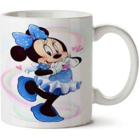 Art Hediye Bayan Minnie Mouse Mavili İki Tarafı Baskılı Kupa Bardak