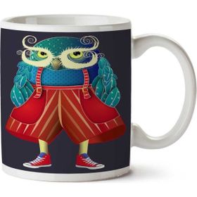 Art Hediye Baykuş Kırmızı Pantolonum Iki Tarafı Baskılı Kupa Bardak
