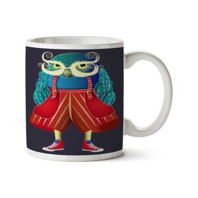 Art Hediye Baykuş Kırmızı Pantolonum Iki Tarafı Baskılı Kupa Bardak