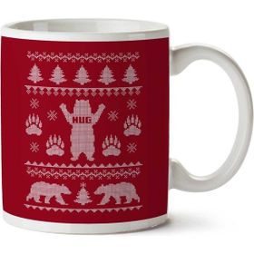 Art Hediye Bear Hug Christmas Knit Iki Tarafı Baskılı Kupa Bardak