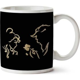 Art Hediye Beauty And The Beast Beast Rose Silhouette Iki Tarafı Baskılı Kupa Bardak