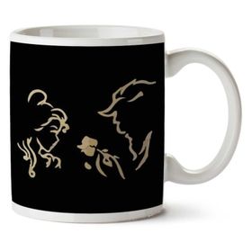 Art Hediye Beauty And The Beast Beast Rose Silhouette Iki Tarafı Baskılı Kupa Bardak