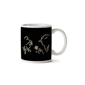Art Hediye Beauty And The Beast Beast Rose Silhouette Iki Tarafı Baskılı Kupa Bardak