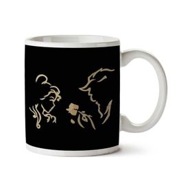 Art Hediye Beauty And The Beast Beast Rose Silhouette Iki Tarafı Baskılı Kupa Bardak