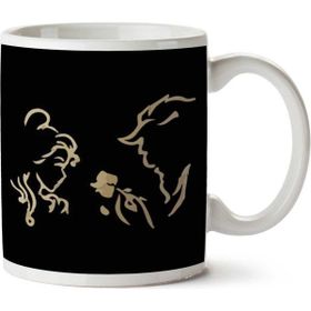 Art Hediye Beauty And The Beast Beast Rose Silhouette Iki Tarafı Baskılı Kupa Bardak