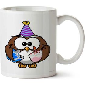 Art Hediye Birthday Owl Doğum Günü Baykuş İki Tarafı Baskılı Kupa Bardak