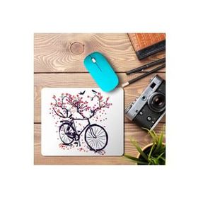 Art Hediye Bisiklet Ağaç Dal Kuş Baskılı 23x19 cm Mouse Pad