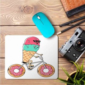 Art Hediye Bisiklet Süren Dondurma Baskılı 23x19 cm Mouse Pad