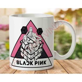 Art Hediye Black Pink Üçgen Piramit İki Tarafı Baskılı Kupa Bardak