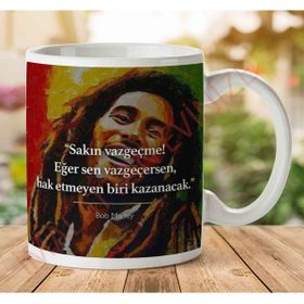Art Hediye Bob Marley Vazgeçme İki Tarafı Baskılı Kupa Bardak
