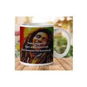 Art Hediye Bob Marley Vazgeçme İki Tarafı Baskılı Kupa Bardak