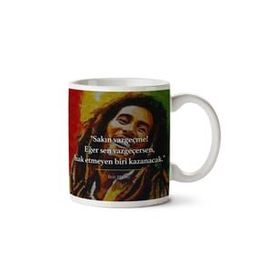 Art Hediye Bob Marley Vazgeçme İki Tarafı Baskılı Kupa Bardak