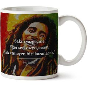 Art Hediye Bob Marley Vazgeçme İki Tarafı Baskılı Kupa Bardak