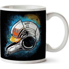Art Hediye Born To Ill Rebel Alience Pilot Helmet Star Wars İki Tarafı Baskılı Kupa