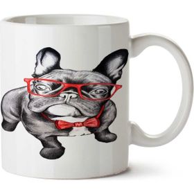 Art Hediye Bulldog French Puppy the Dog İki Tarafı Baskılı Beyaz Kupa