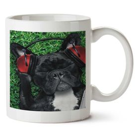 Art Hediye Bulldog Kulaklık İki Tarafı Baskılı Kupa Bardak